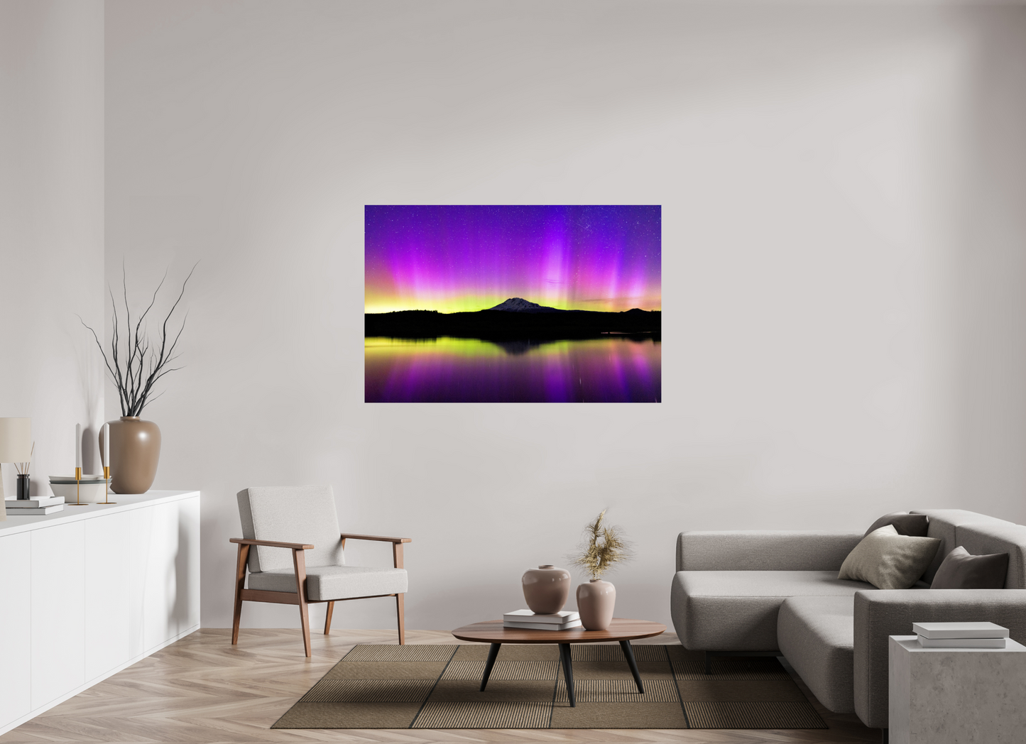 60 x 40″, Fine Art Print Aurora Night and Mt. Adams