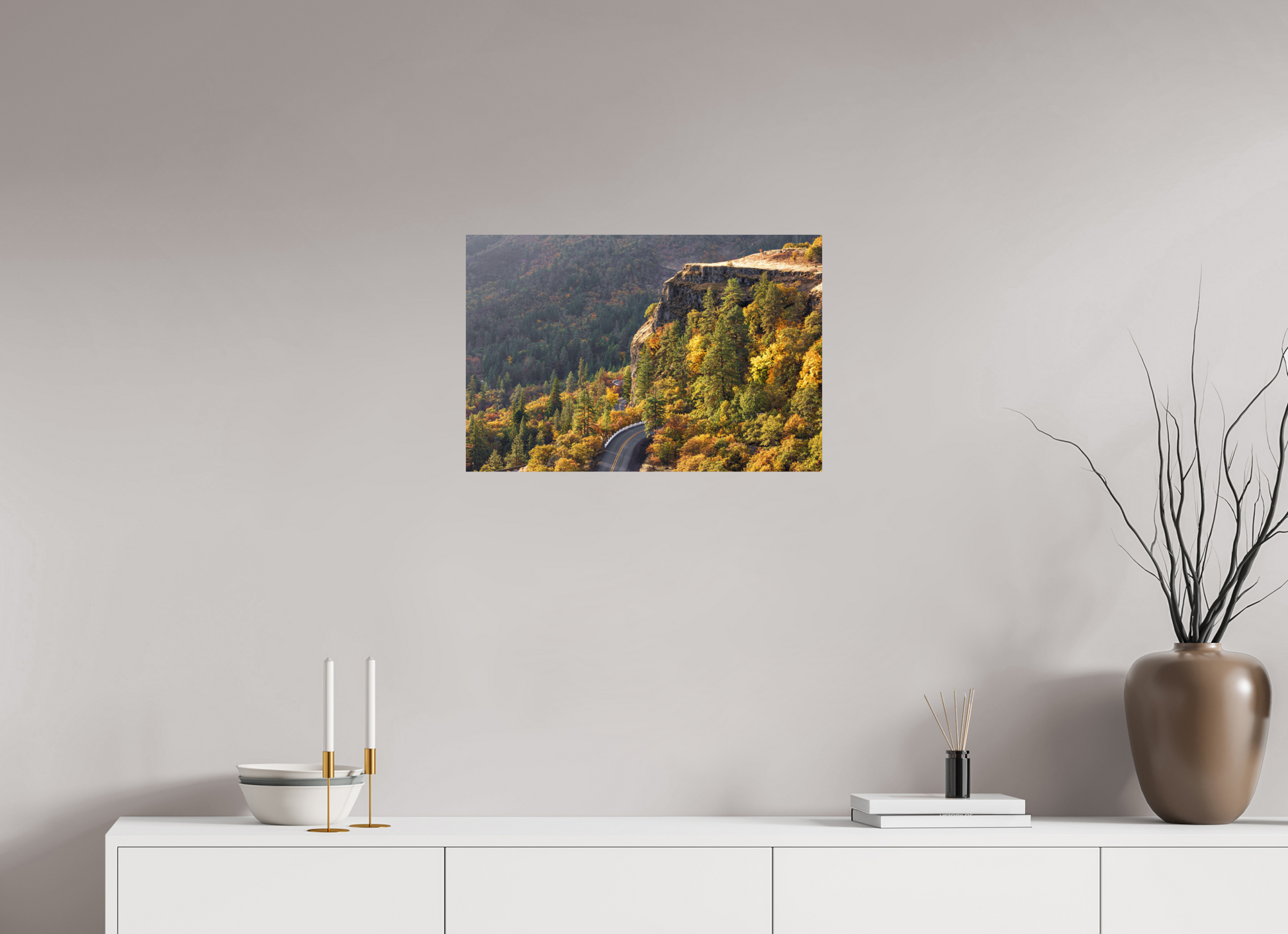 24 x 16″, ChromaLuxe HD Metal Print A Fall Drive on the Rowena Crest