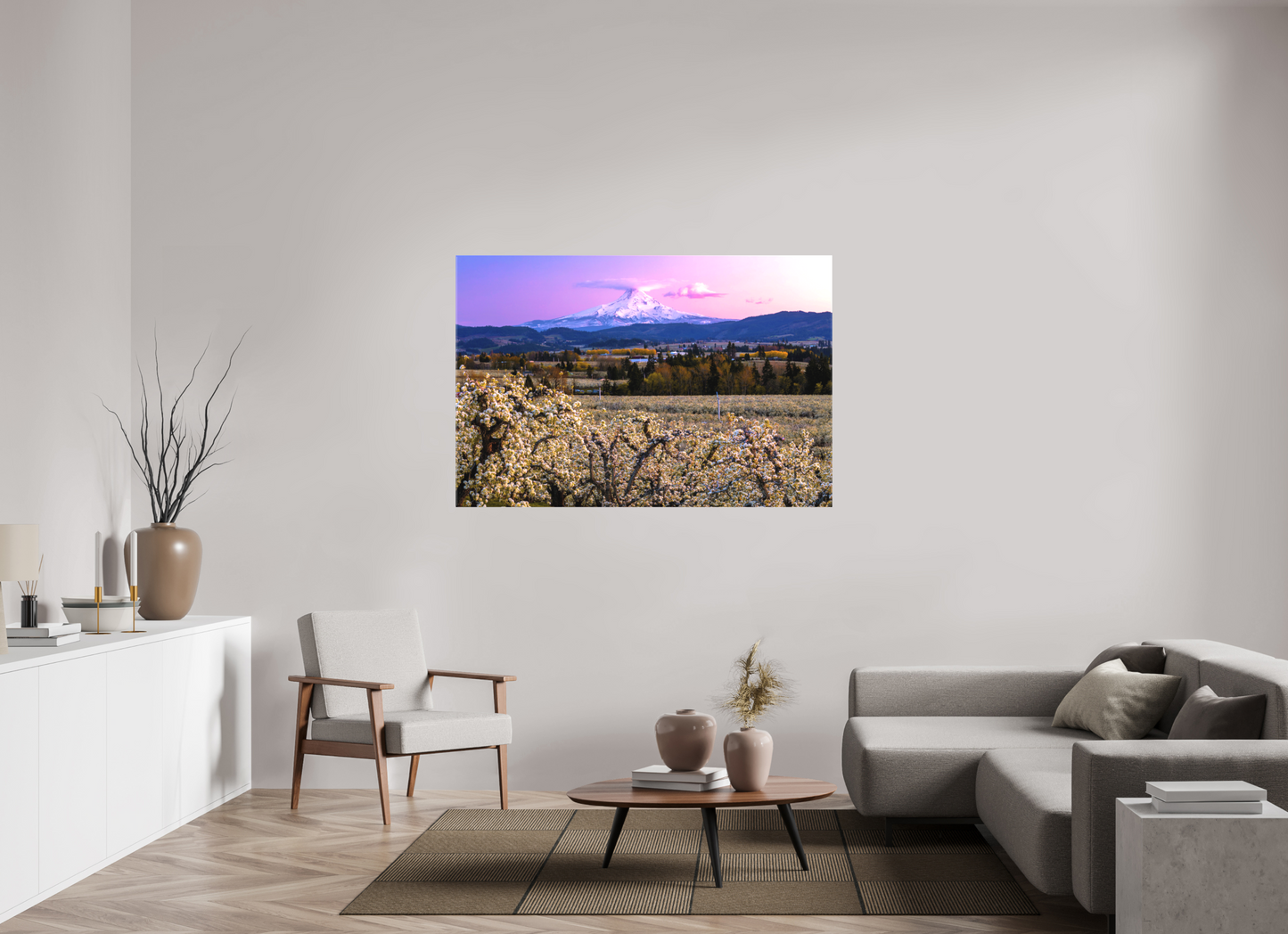 60 x 40″, Matte Canvas on Stretcher Frame Pink Blossom Sunset