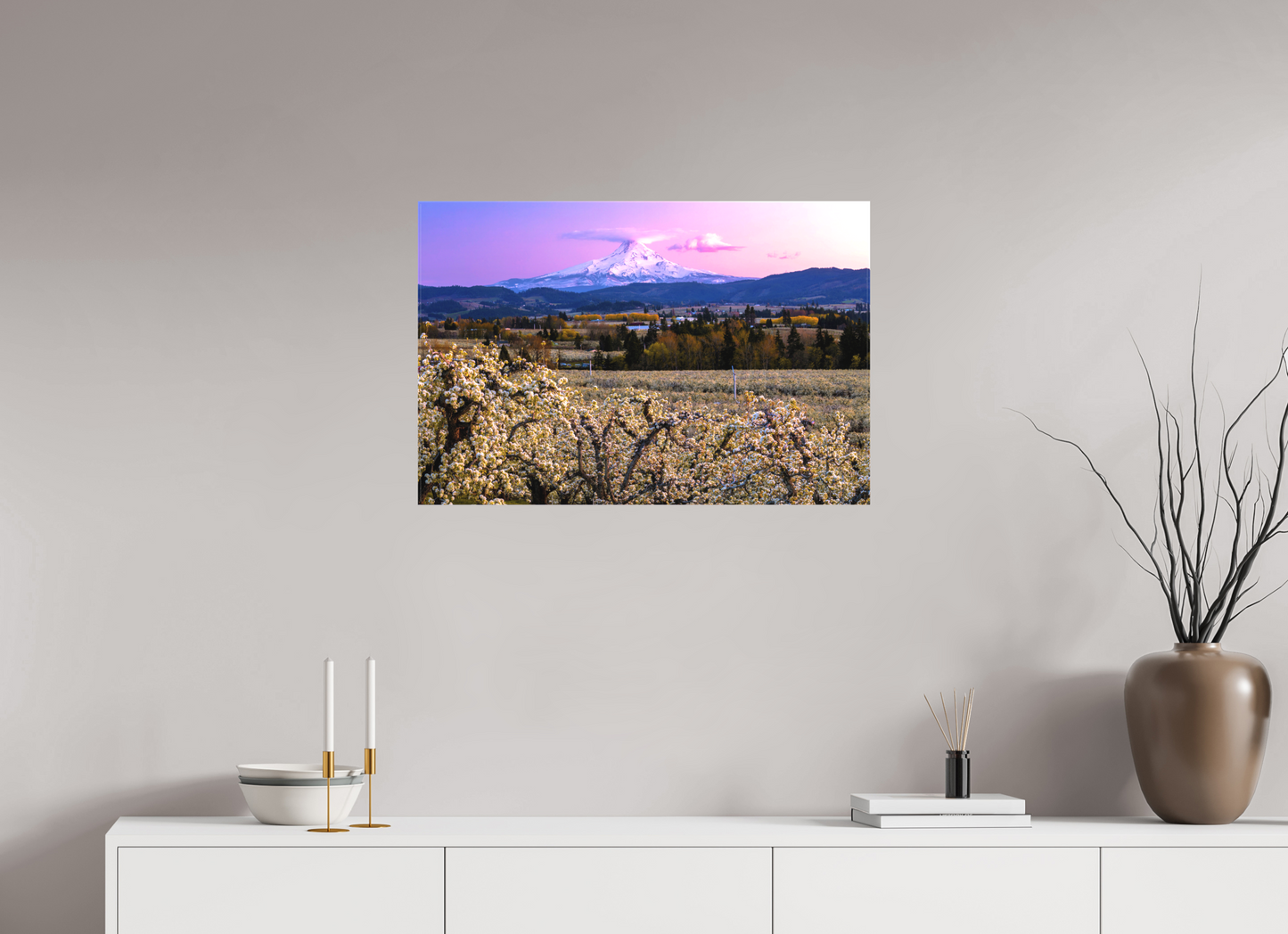30 x 20″, Matte Canvas on Stretcher Frame Pink Blossom Sunset