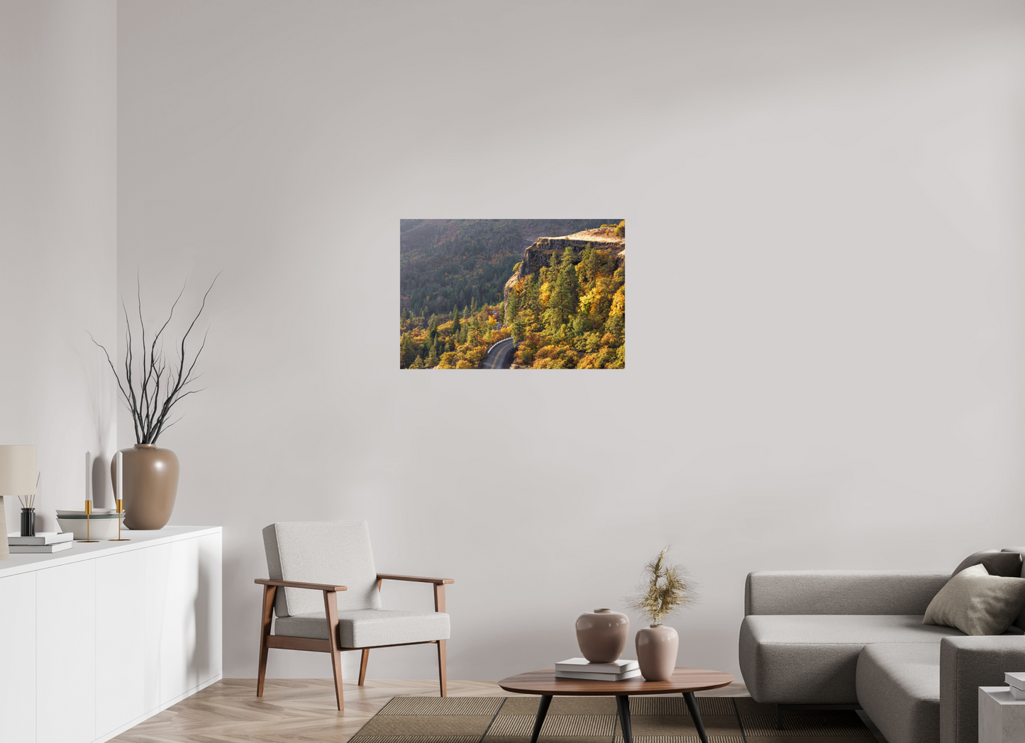 36 x 24″, ChromaLuxe HD Metal Print A Fall Drive on the Rowena Crest