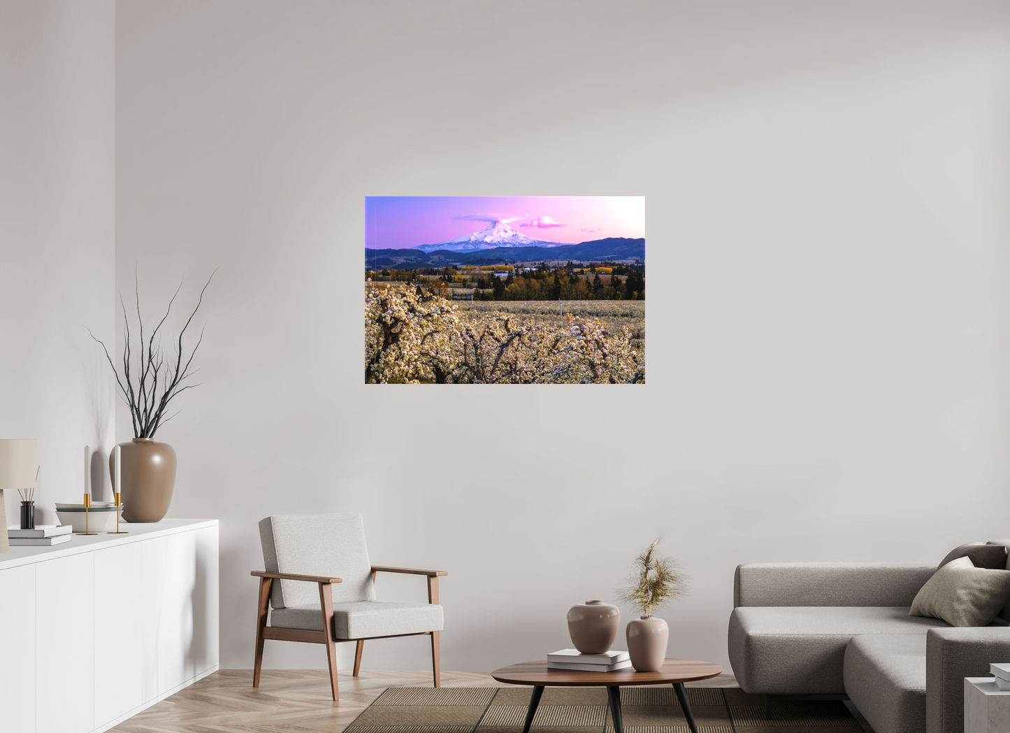 45 x 30″, Matte Canvas on Stretcher Frame Pink Blossom Sunset