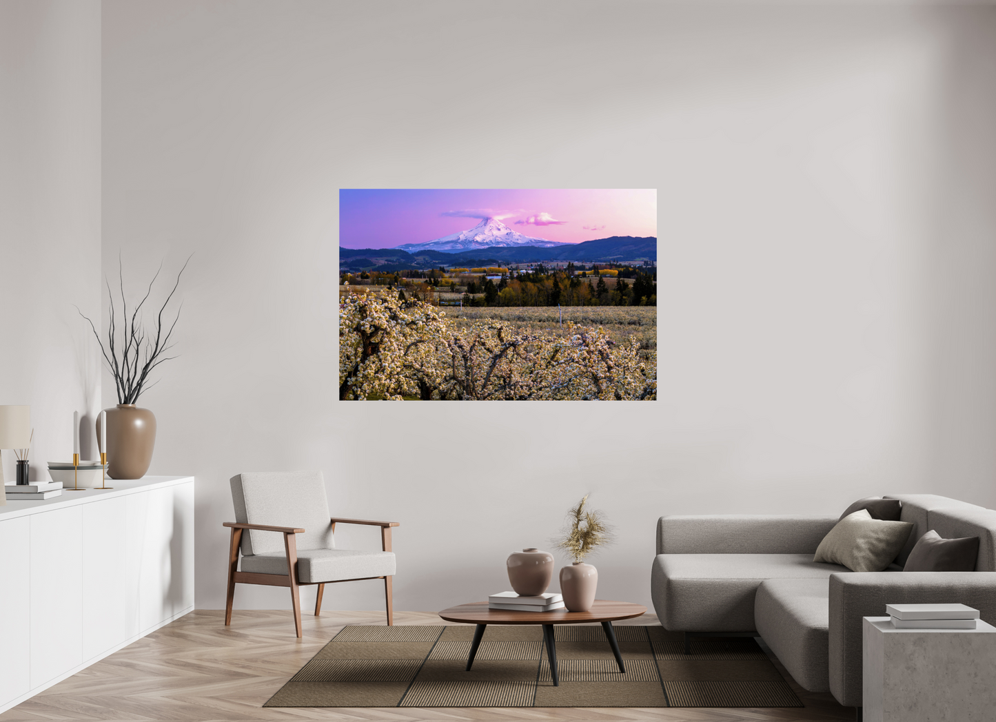 66 x 44″, ChromaLuxe HD Metal Print Pink Blossom Sunset