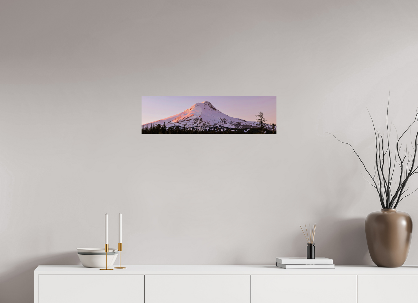 28.2 x 8″, Fine Art Print Mount Hood in Ember Light