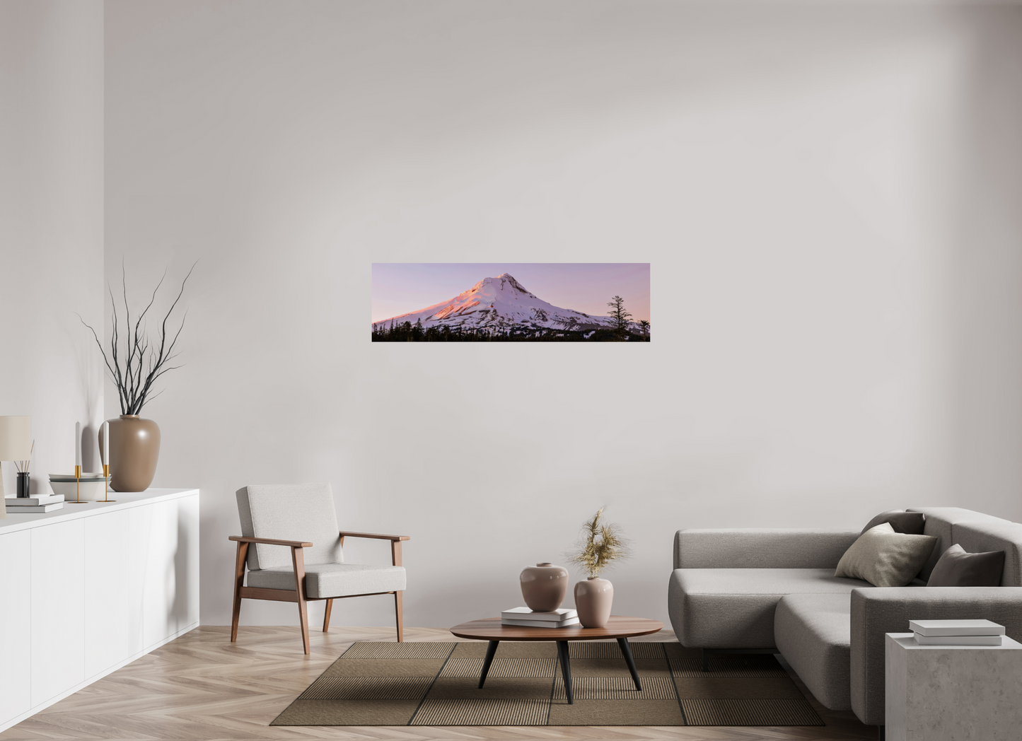 56.4 x 16″, ChromaLuxe HD Metal Print Mount Hood in Ember Light