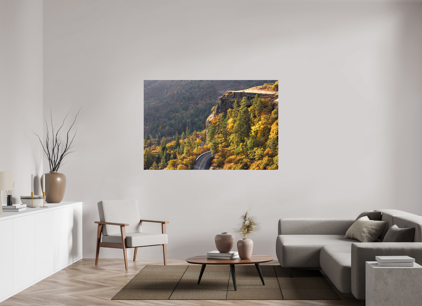 66 x 44″, ChromaLuxe HD Metal Print A Fall Drive on the Rowena Crest