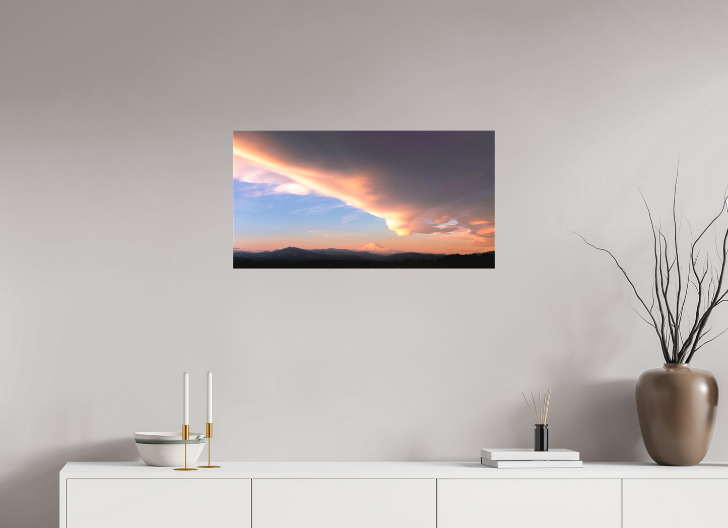 30.7 x 16″, Matte Canvas on Stretcher Frame Mount Adams with a Colossal Lenticular